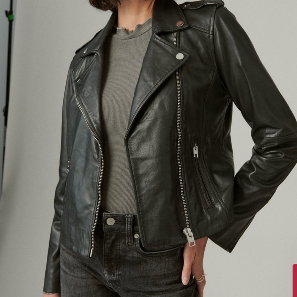 Lucky Brand Classic Leather Moto Jacket NWT